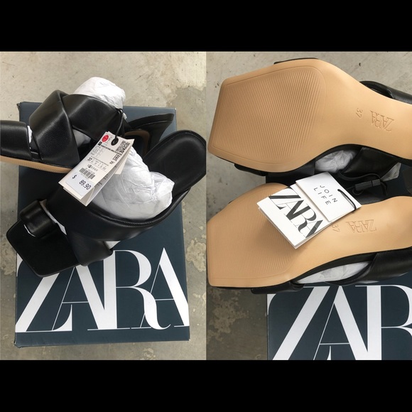 Zara Shoes Zara Padded Heeled Leather Sandals Black Poshmark